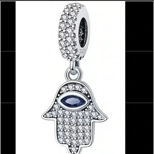 S925 Stamped Sterling Silver Hamsa Hand Charm